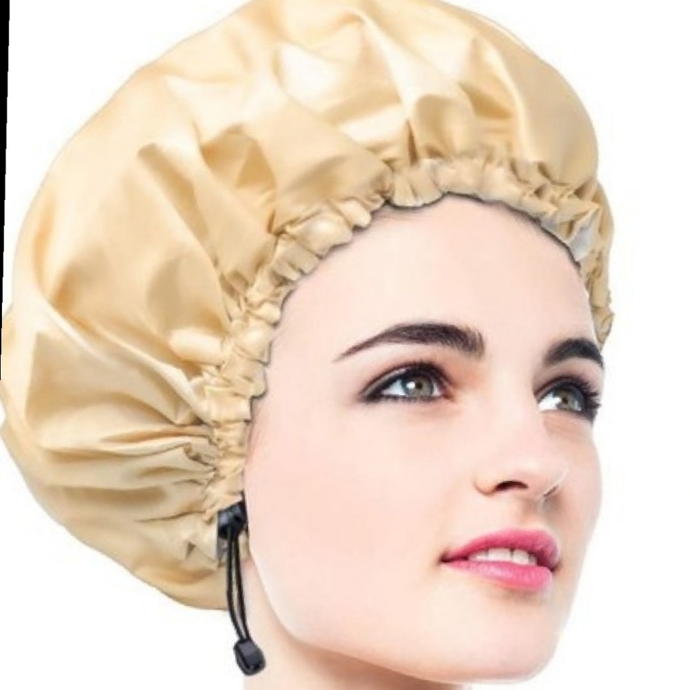 Iris Shower Reusable Oversized Hair Cap with Drawstring Waterproof Double Layer